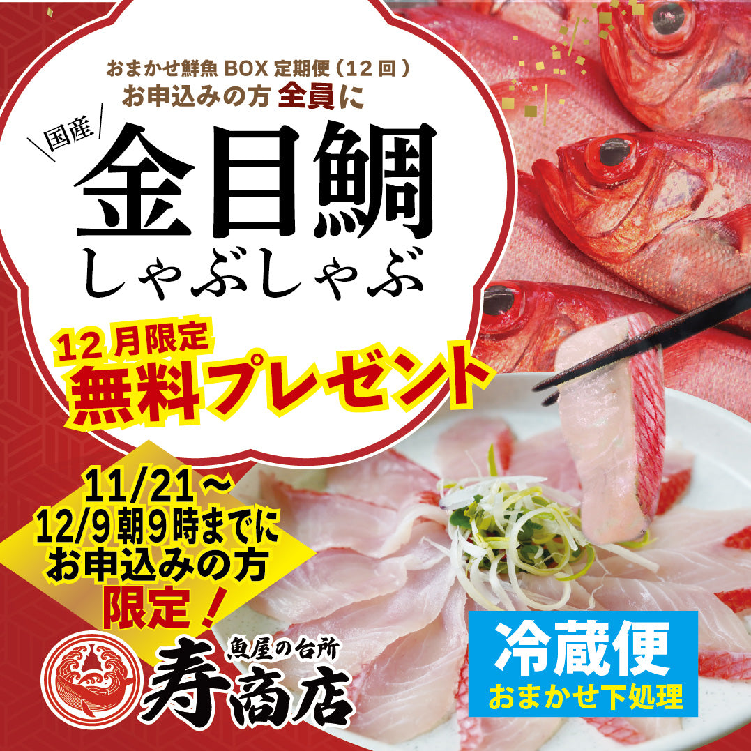 【12/9 朝9時まで】＜2025.12月20日スタート・【12か月分】おまかせ下処理付★鮮魚BOX定期便＞国産金目鯛しゃぶしゃぶプレゼント🎁