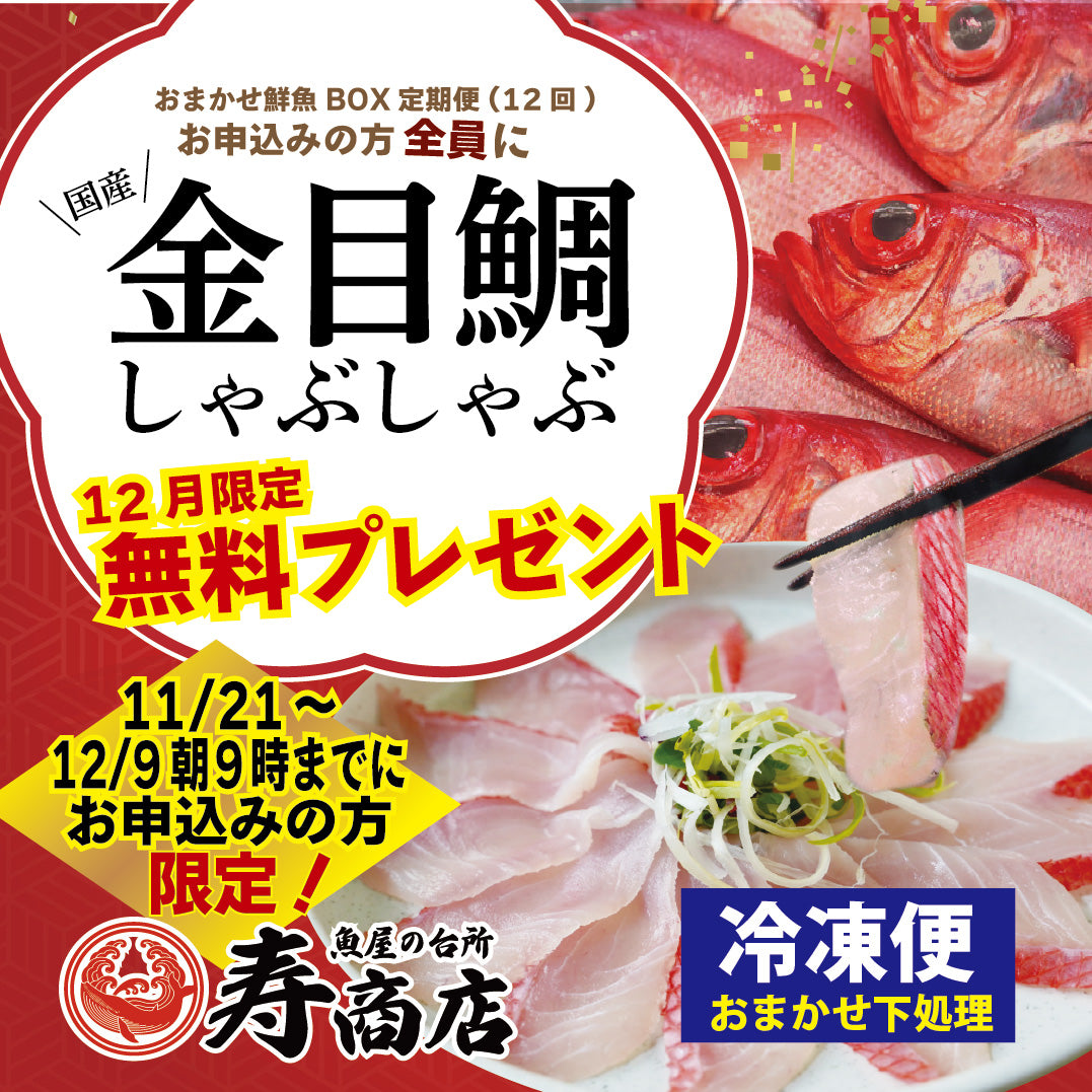 【12/9 朝9時まで】＜2025.12月20日スタート・【12か月分】おまかせ下処理付★鮮魚BOX定期便＞国産金目鯛しゃぶしゃぶプレゼント🎁